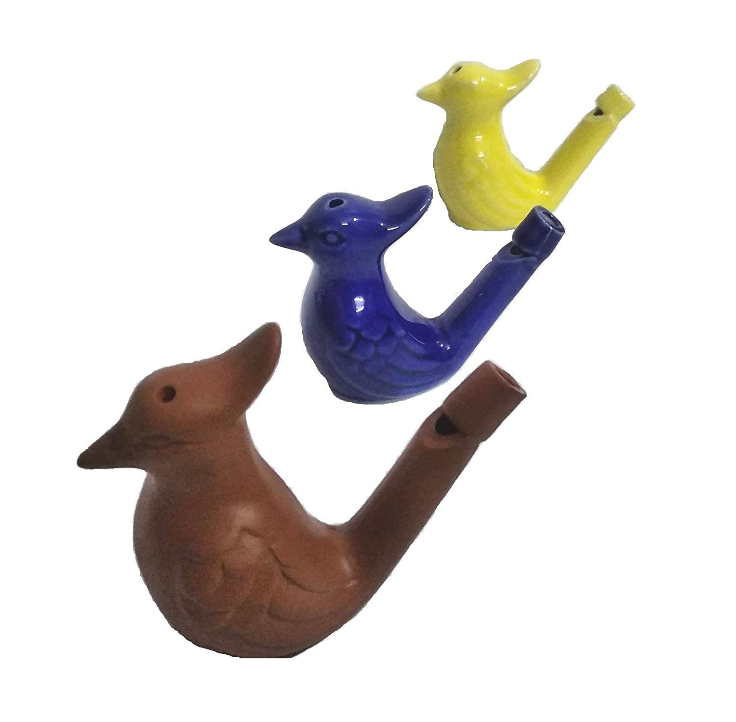 USF Lifestylesz Clay Bird Water Whistle for Kids Toys for Children Set of 3 Ceramic Multicolor