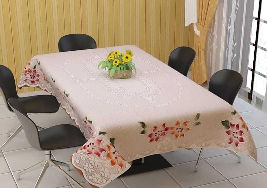 Cotton Tablecloth, 102 x 152 Centimeters, Cream, Floral Pattern for Rectangular Tables-image-10