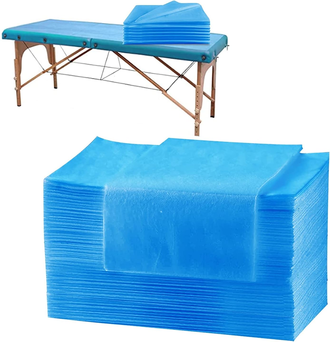 Fabric Disposable Solid Bedsheets for Hospital, Spa, Parlour, 150 TC Bed Cover, Massage, Home Travling White Blue Bed Sheets for Single Use and Throw (30 * 72 Inch) (30)