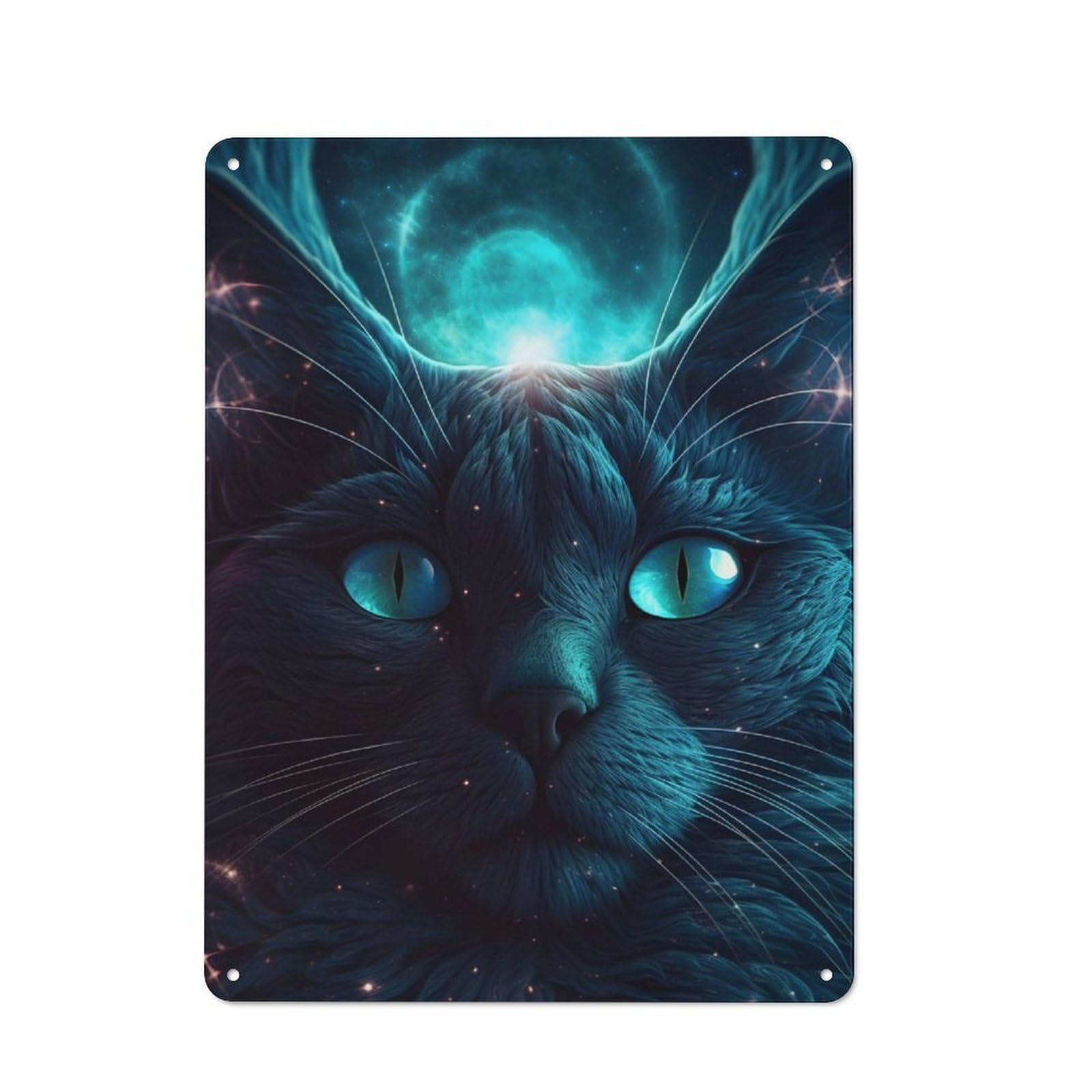 Junmoney Intergalactic Cat God Retro Vintage Tin Sign 40X30cm, Retro Room Decor For Lounge, Study, Pub Or Wall Gallery