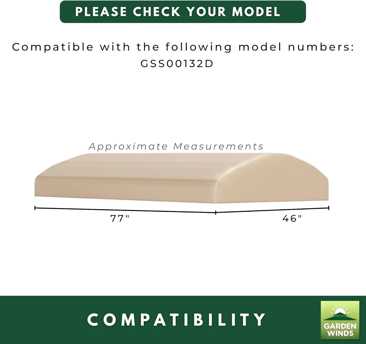 Garden Winds Reinforced RipLock 350 Replacement Canopy Top Cover Compatible with Cunningham Swing Model GSS00132D - Beige