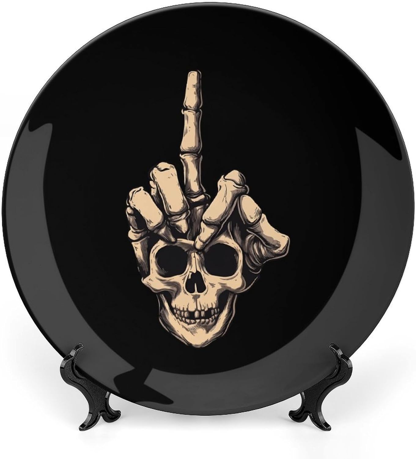 Skull Hand Fck-off Decorative Plate Tray Decor Trinket Dish Bone China Dinner Plates for Home Office Kitchen