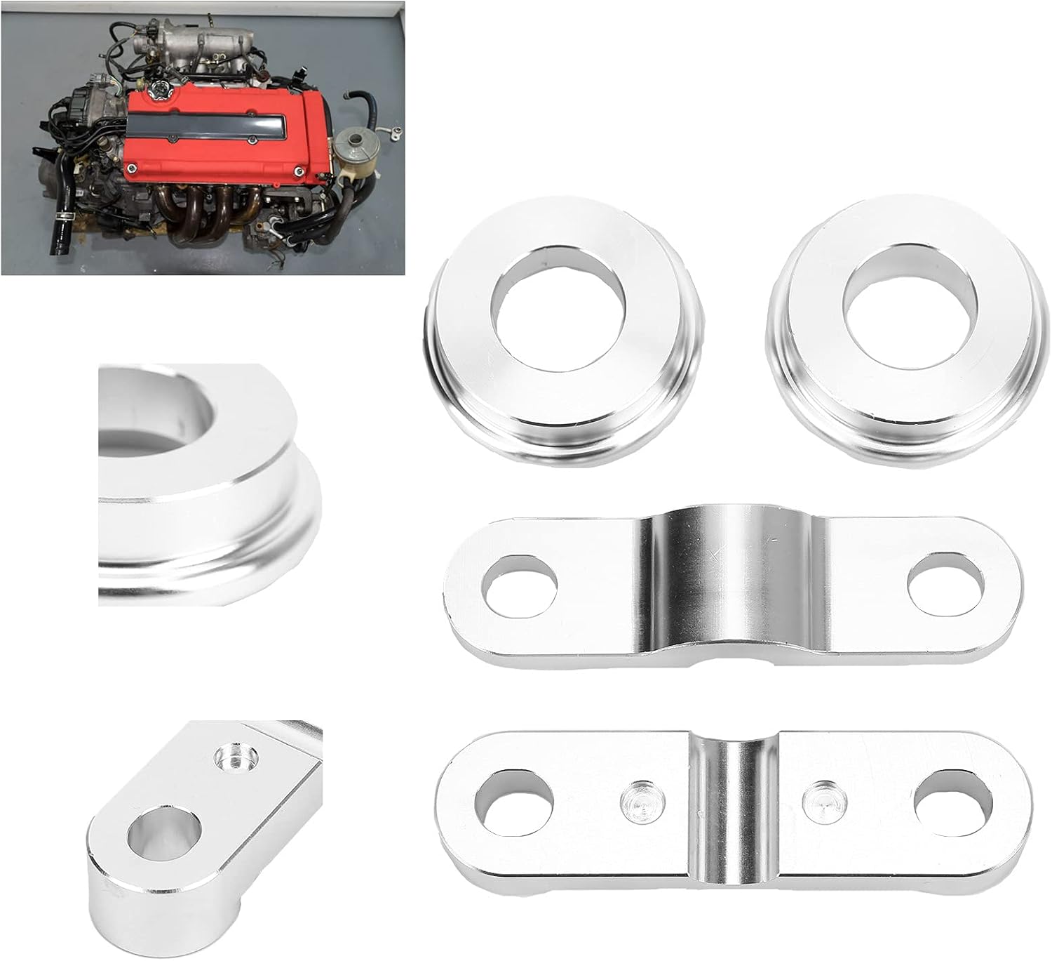 Tbest B Series Billet Shift Linkage,Solid Shifter Bushing Kit,Front and Rear Solid Shifter Bushing Combo Kit CNC Aluminum Replacement for B Series B16 B18 B20 Shifter Bushing kit