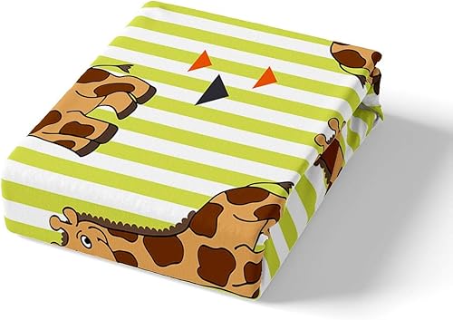 Miniatura 2 de Feelyou Juego de funda de edredón con diseño de jirafa para niños y niñas, diseño geométrico, diseño de rayas, color verde y blanco, 3 piezas de