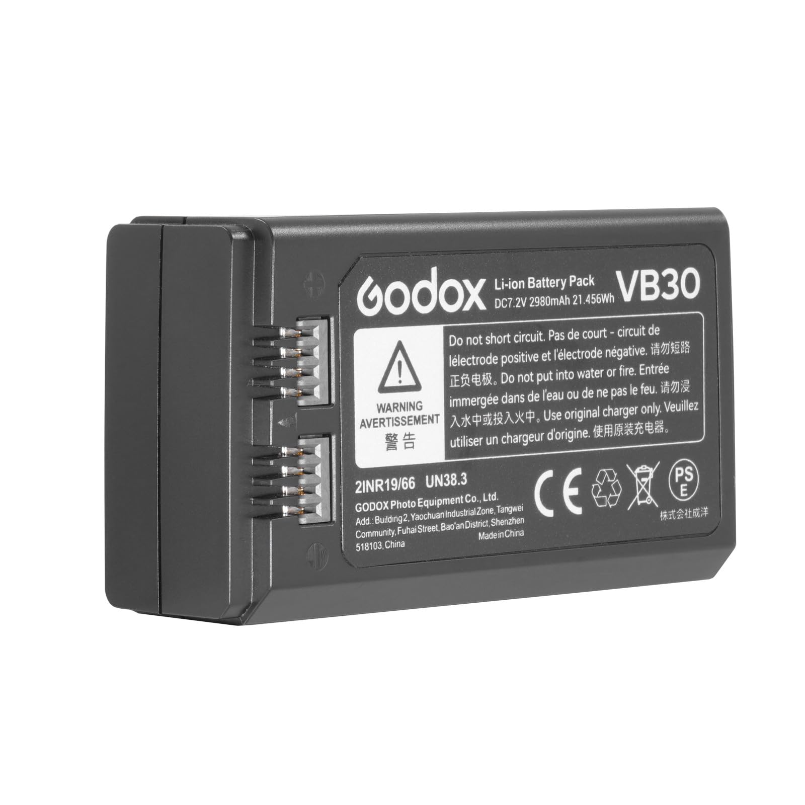 GODOX VB30 Lithium au Batterie, 21.45Wh DC7.2V 2980mAh Batterie de Remplacement, Convient au Godox V1Pro V100 V1 V860III V850III AD100Pro Flash, Supporte Charge Type-C