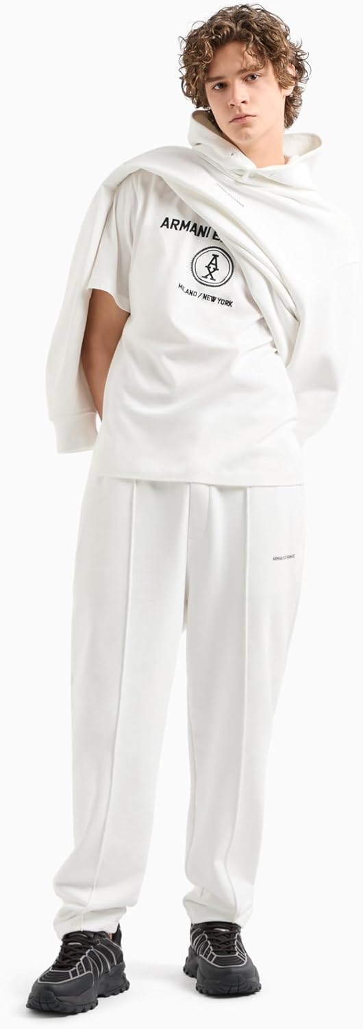 Armani Exchange Mens Ribbon Logo with Camo Outline Regular Fit Heavy Jersey Tee