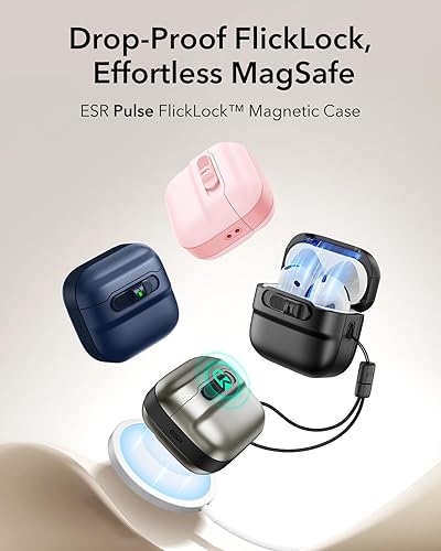 Miniatura 97 de ESR Funda para AirPods Pro (2023/2022/2019, 2ª/1ª generación), compatible con Airpods Pro 2 (cable USB-C/Lightning), listo para MagSafe, bloqueo