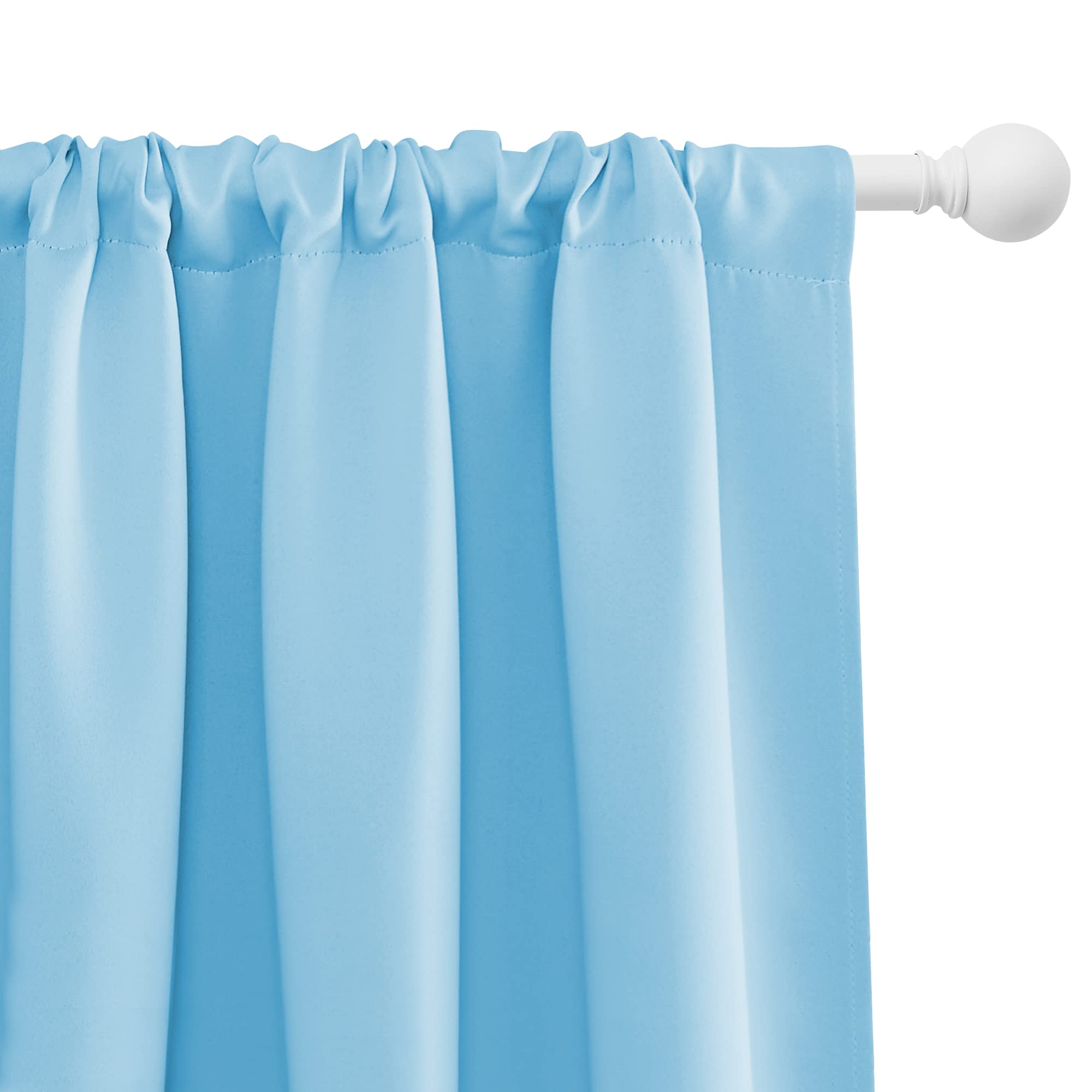 NICETOWN 2 Panels Blackout Curtains 42 x 45 in Blue with Single Curtain Rod 48-86 inch