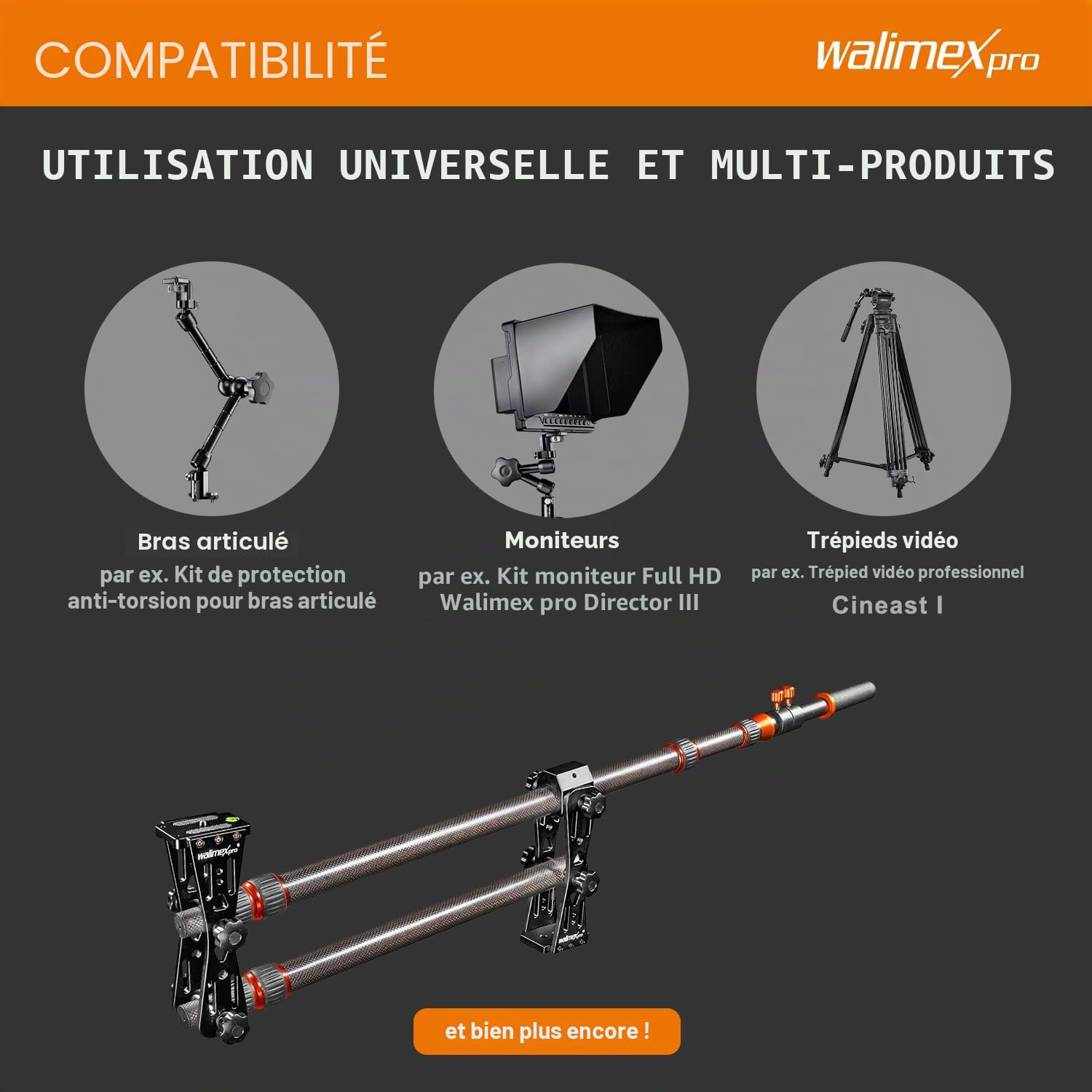 Walimex Pro Carbon Jib Traveller 7.2 Appareil Photo Noir