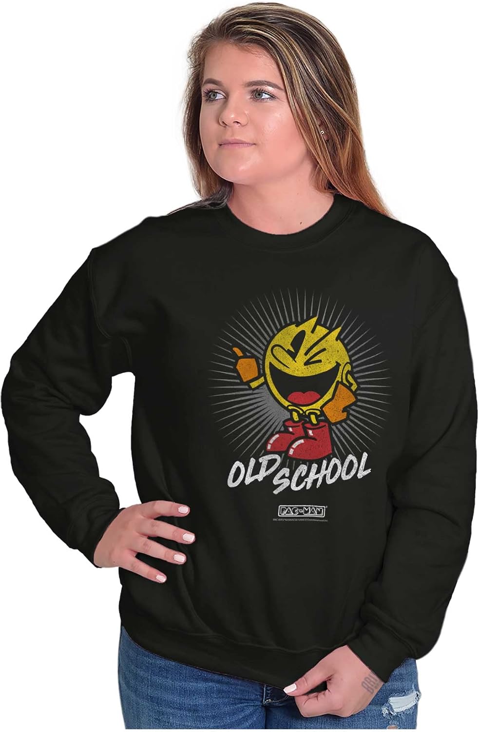 Brisco Brands PACMAN Old School 1980s Video Game Sweatshirt for Men or Women