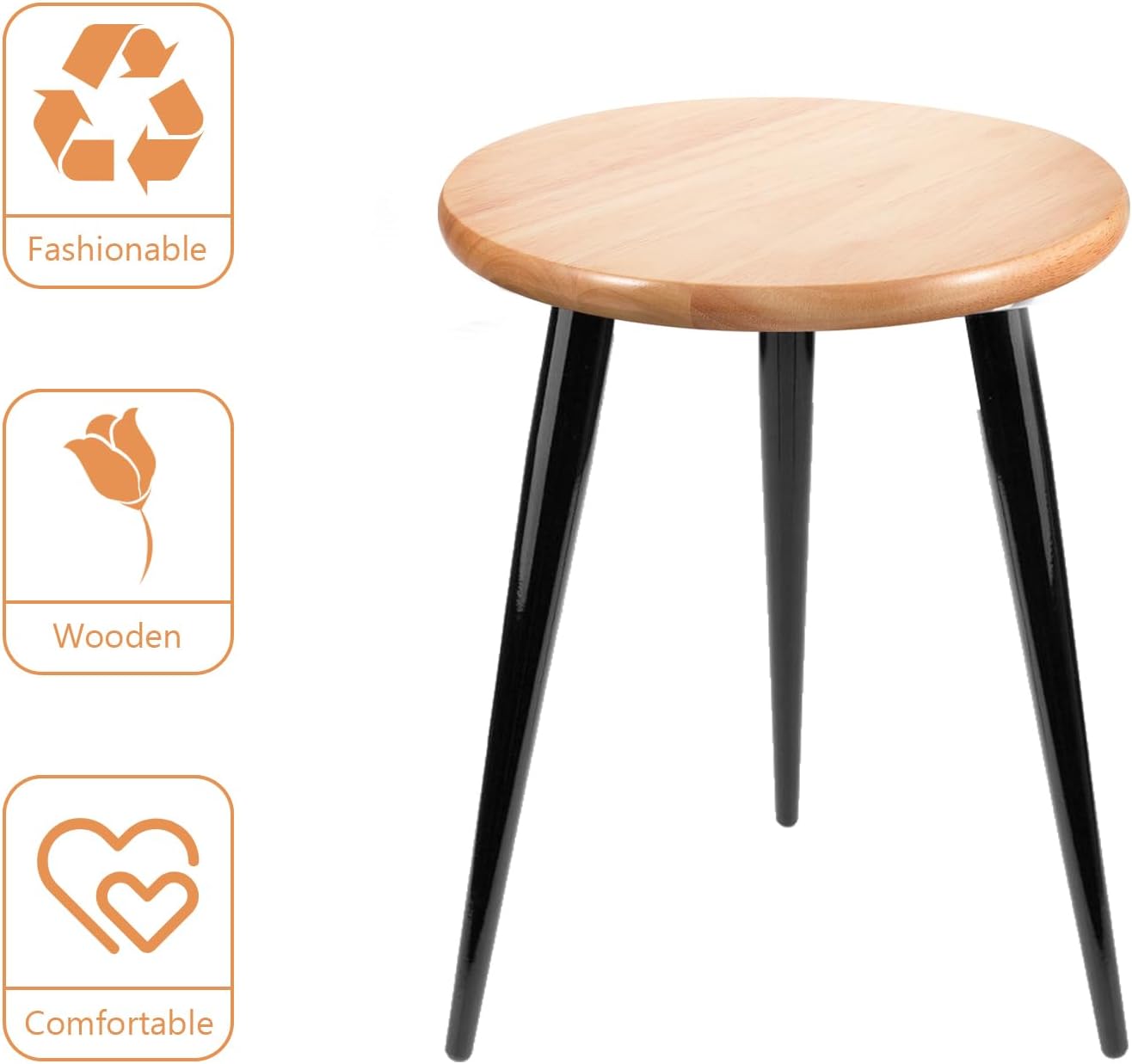 Yardwe Solid Round Wood Stool Seat Replacement 13.65 Inch Reinforced Surface for Home Bar Kitchen Use