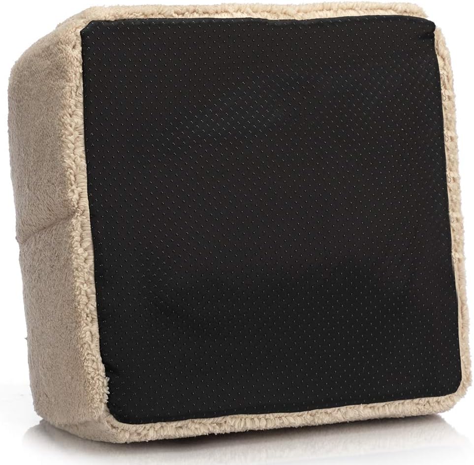 Hollypet Self-Warming 2 in 1 Foldable Cat Bed, 13 x 13 x 14 inches Comfortable Triangle Kittens Cave Tent House, Light Brown