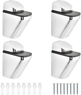 UFURMATE Glass Clamp, 4Pcs Zinc Alloy Wood/Glass Shelf Brackets Adjustable Bright Surface Shelf Supports Holders Wall Mounted Floating Glass Shelf Clamp Clips, Fit 3-20mm Thick Shelves