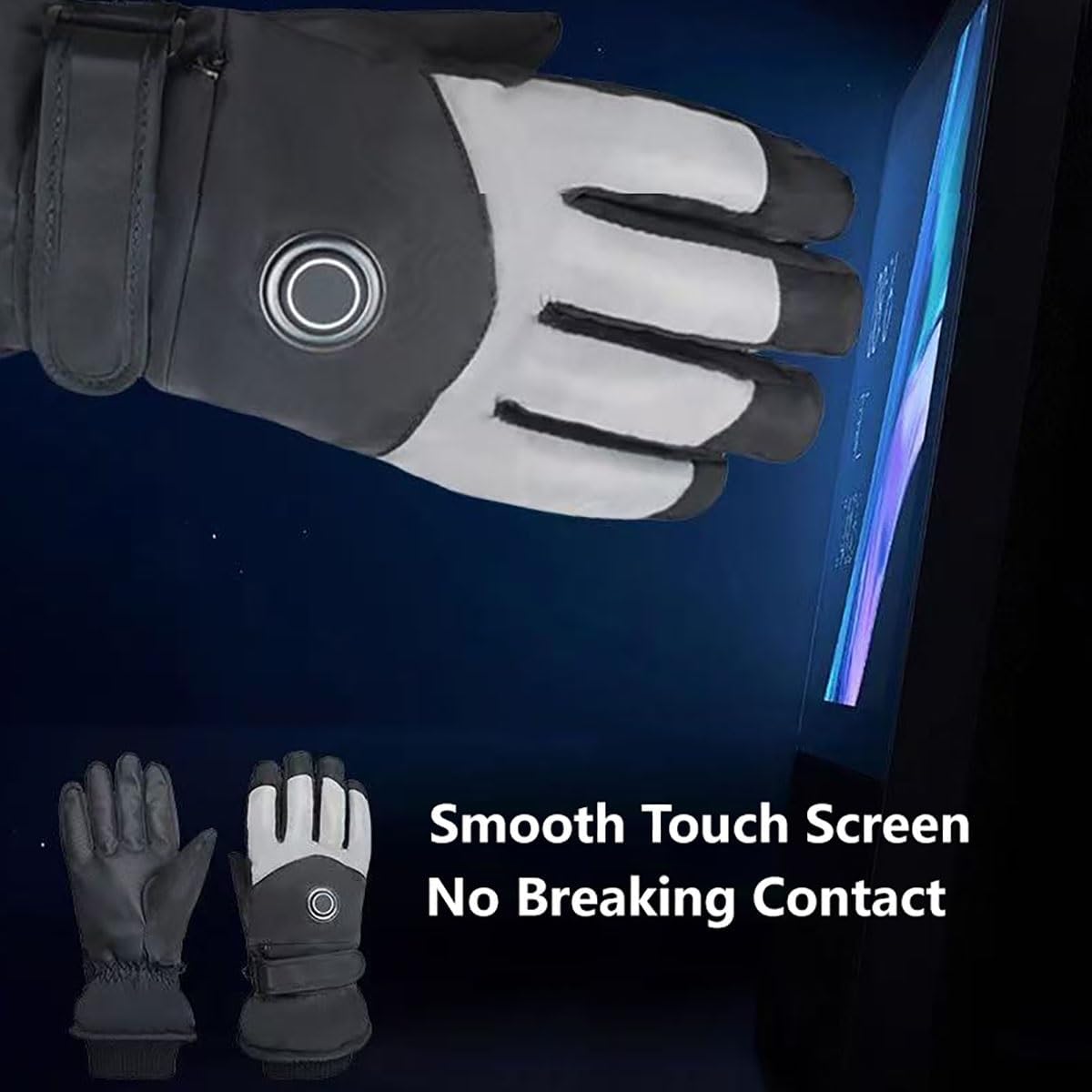 Black Fast Heating Electric Gloves for Men and Women, 4000mAh Battery Heated Gloves Warm Winter Waterproof Touchscreen Mitts for Skiing Snowboarding Cycling Hunting Working
