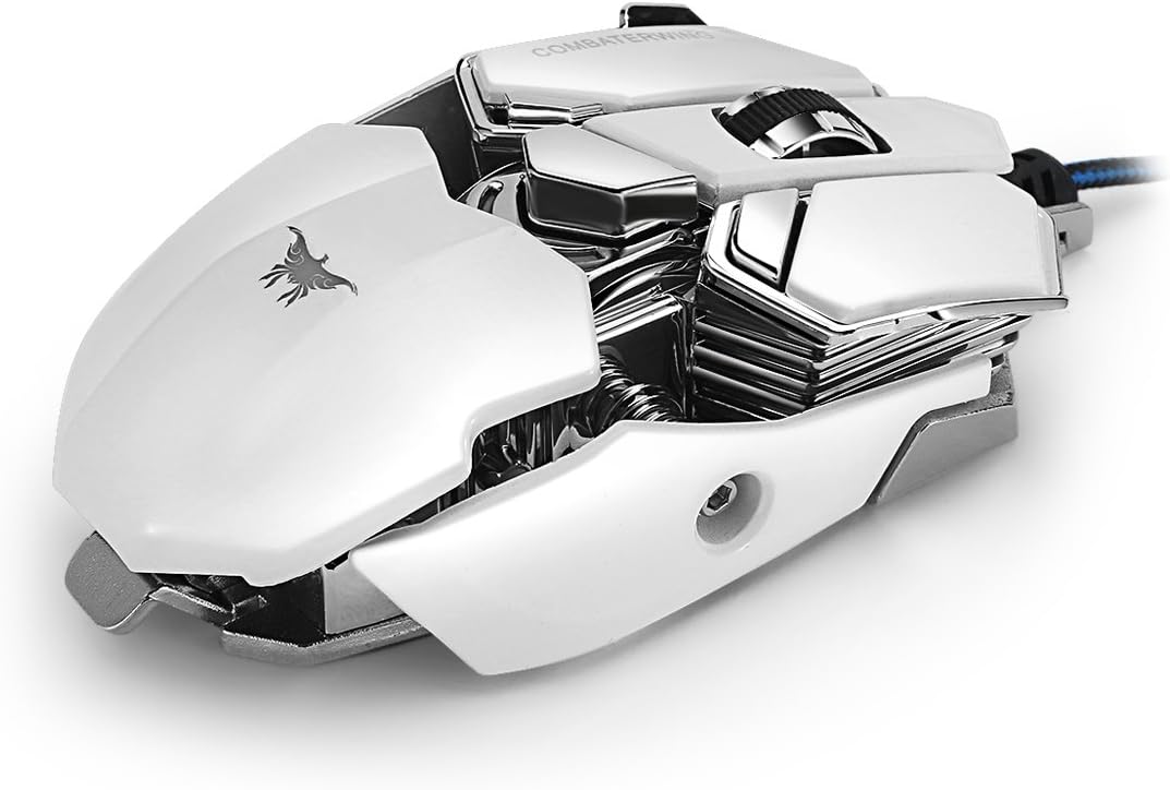 Gaming Mouse 4800 DPI Aluminum Base, 10 Buttons, RGB LED Professional Programmable USB Wired Gaming Mice for PC Laptops Computer