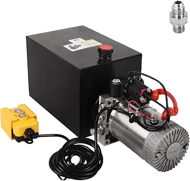 Doppy Hydraulic Power Unit, 13 Quart Single Acting Metal Reservoir Dump Trailer Pump 12V 3200 PSI with Remote Control for Dump Trailer Car Lifting