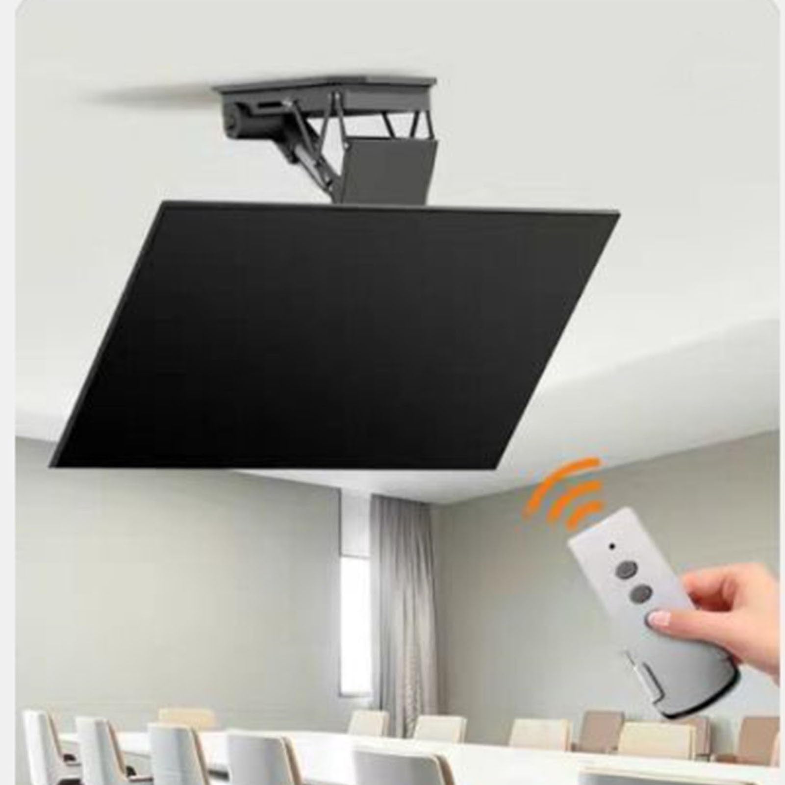 HTTGDGDH 0-85° Flip Down Motorised Tv Bracket - Hidden Drop Down Tv Lift - Electric Tv Ceiling Mount With Remote Control And Switch Control, Motorised Tv Lift Fits 50-90 Inch Tvs,