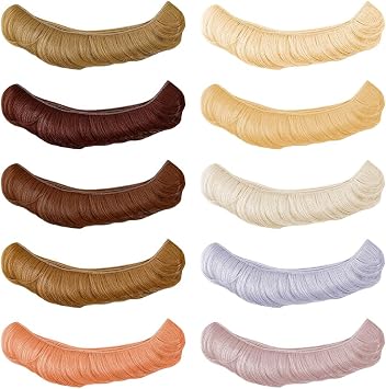 DICOSMETIC 10Pcs 10 Colors Doll Hair Wig 5cm Curly Short Bangs High Temperature Fiber Dolls Hairs Weft Extensions Dark Brown Faux Hairs Replacement for Doll Making Kits Arts Supplies