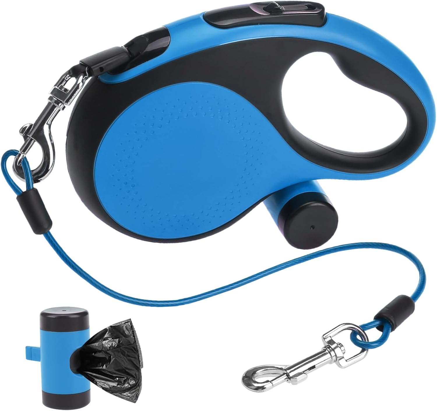 SCENEREAL Heavy Duty Retractable Dog Leash 26 FT with LED Flash Light & Poop Bag Dispenser for up to 110 LB Small Medium Large Dogs Outdoor Walking & Training