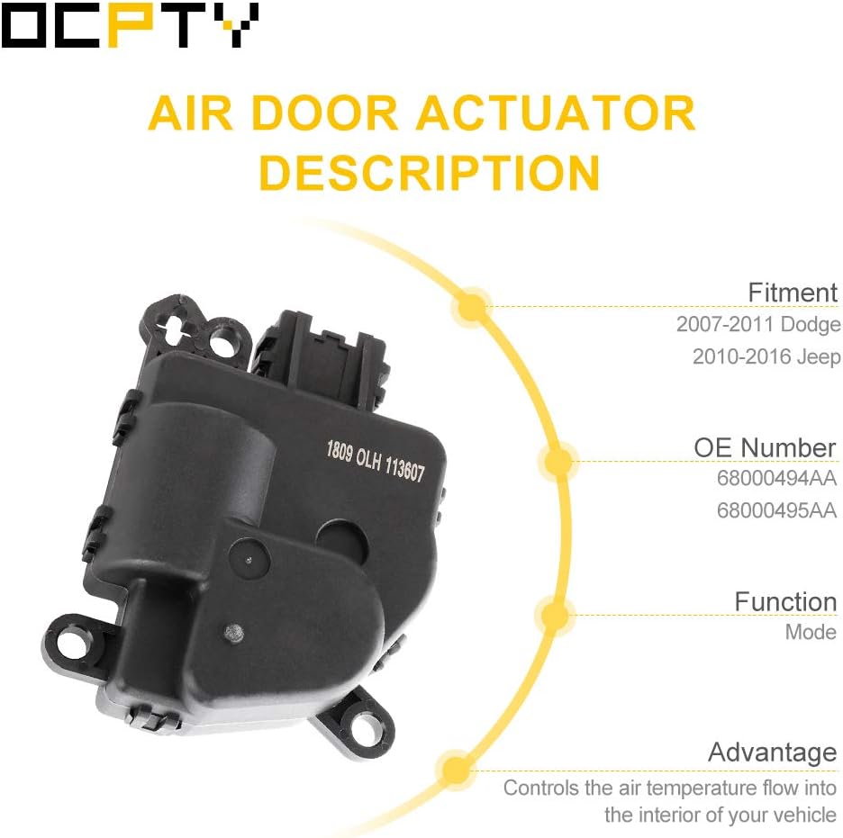 OCPTY Heater Blend Door Actuator Mode Air Door Actuator Fits for Chrysler 200,for Jeep Compass Replace for 604-021 68000494AA 68000495AA HVAC Blend Control Actuator,2Pack