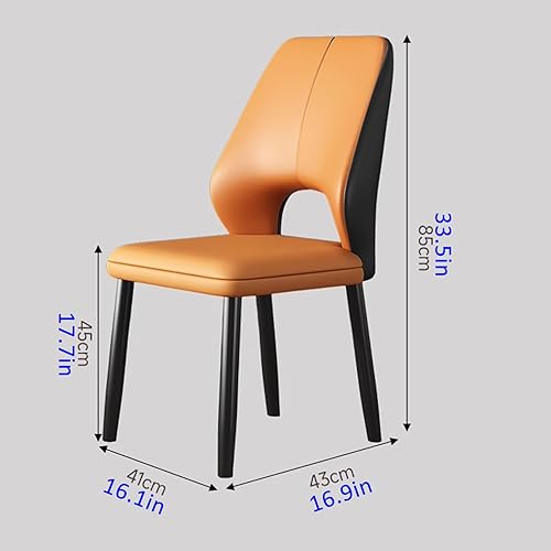 Miniatura 3 de JKGHK Dining Chairs Set, Kitchen Chairs with Curved Backrest, Leather Room Chair with Metal Legs, Armless Upholstered Living Room Chair, for