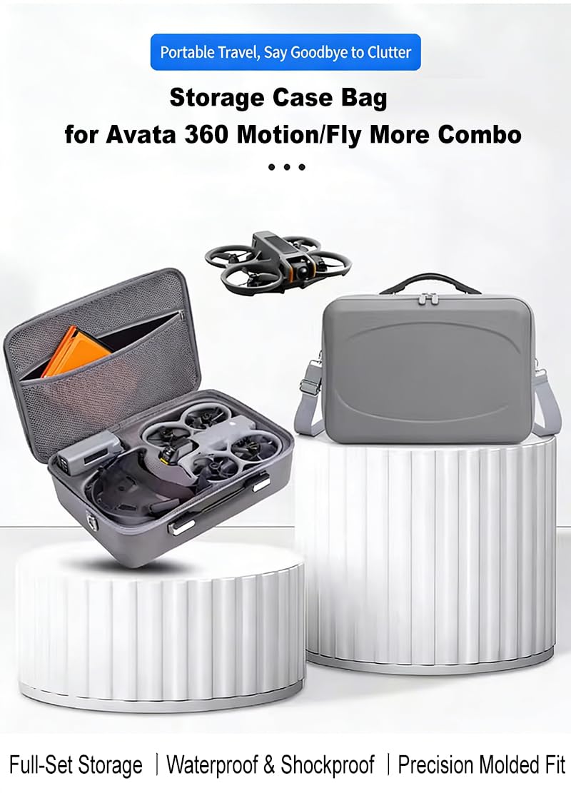Futerał kompatybilny z DJI Avata 360, przenośna torba do przechowywania gogli N3/2, RC 2/RC-N3, kontroler RC Motion 3 i inne akcesoria do dronów Avata 360, Szary, Przenośna, mocna torba