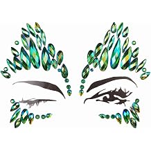 TOPZ Green Face Gems Stickers for Halloween Makeup Green Skull Self-Adhesive Rhinestone Face Jewels for Festival Party Rave Costume Glitter Body Gems Cheek