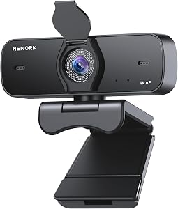 Cámara Web 4K para PC, Enfoque Automático y Cobertura de Privacidad, 2 Micrófonos con Cancelación de Ruido, USB Plug & Play, 77° FOV, Resolución Ultra HD 3840 × 2160
