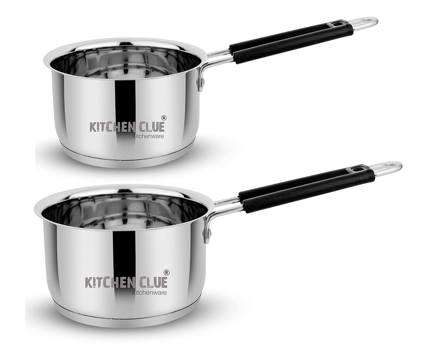 Buy KITCHEN CLUE Stainless Steel Tea Pan Set of 2 Pans, Silver TRIPLY Induction Base Saucepan