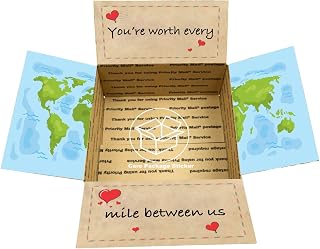 Long Distance Relationship Care Package Stickers Gift Box for Military Deployment - World