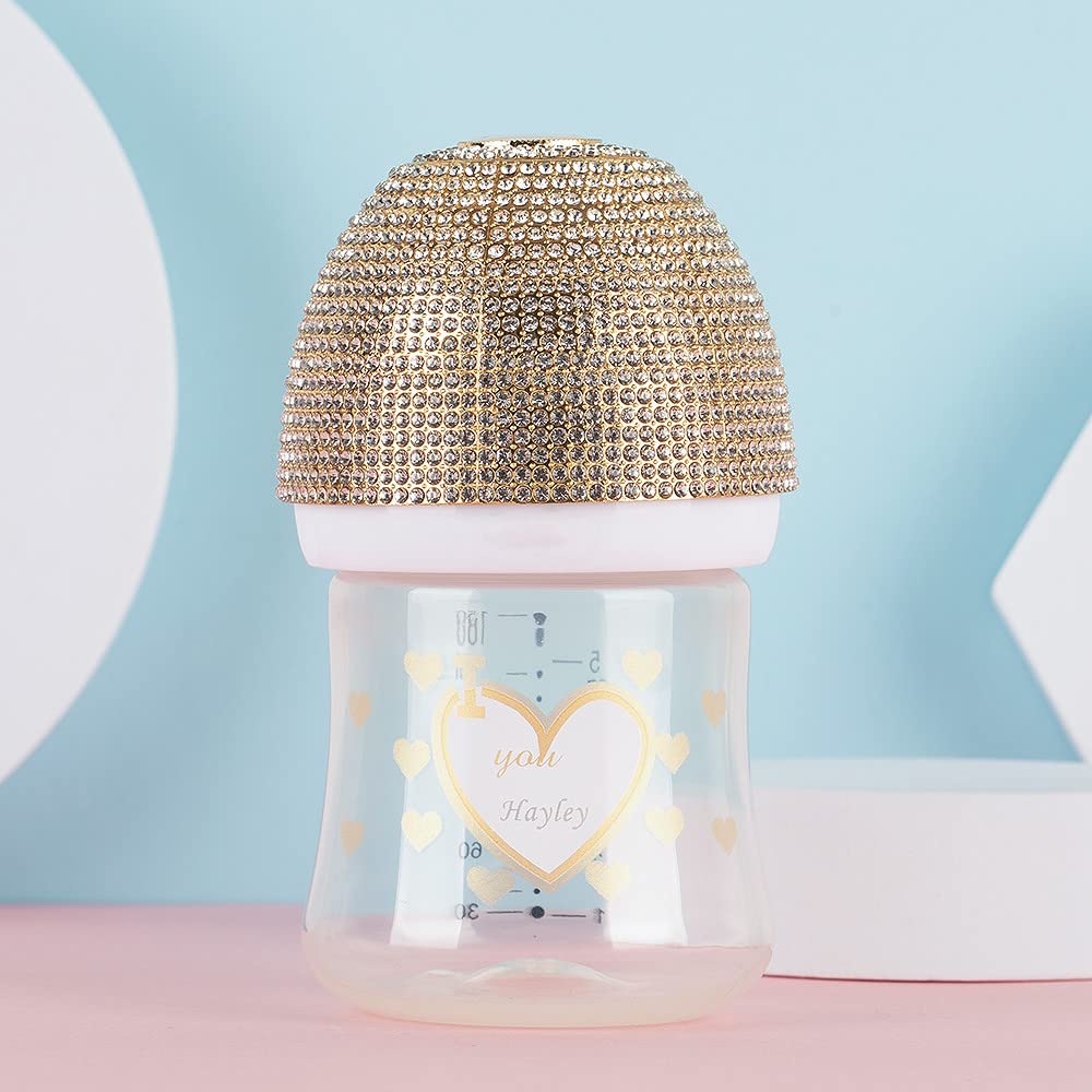 MIYOCAR personalized bling baby bottle 260ml and 150ml plastic BPA free Ideal for New Born and Baby Shower