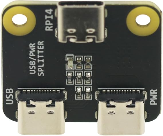 Type-C Interface Power Splitter is Suitable for Raspberry Pi 4 USB 1 to 2 Module, 1 in 2 Type-C Power Splitter