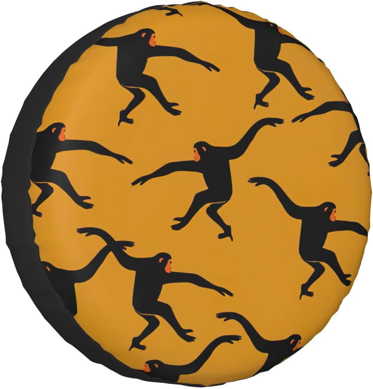 Black Gibbon Monkey Print Tire Cover Universal Spare Wheel for Trailer Rv SUV Truck Camper Travel Accessories
