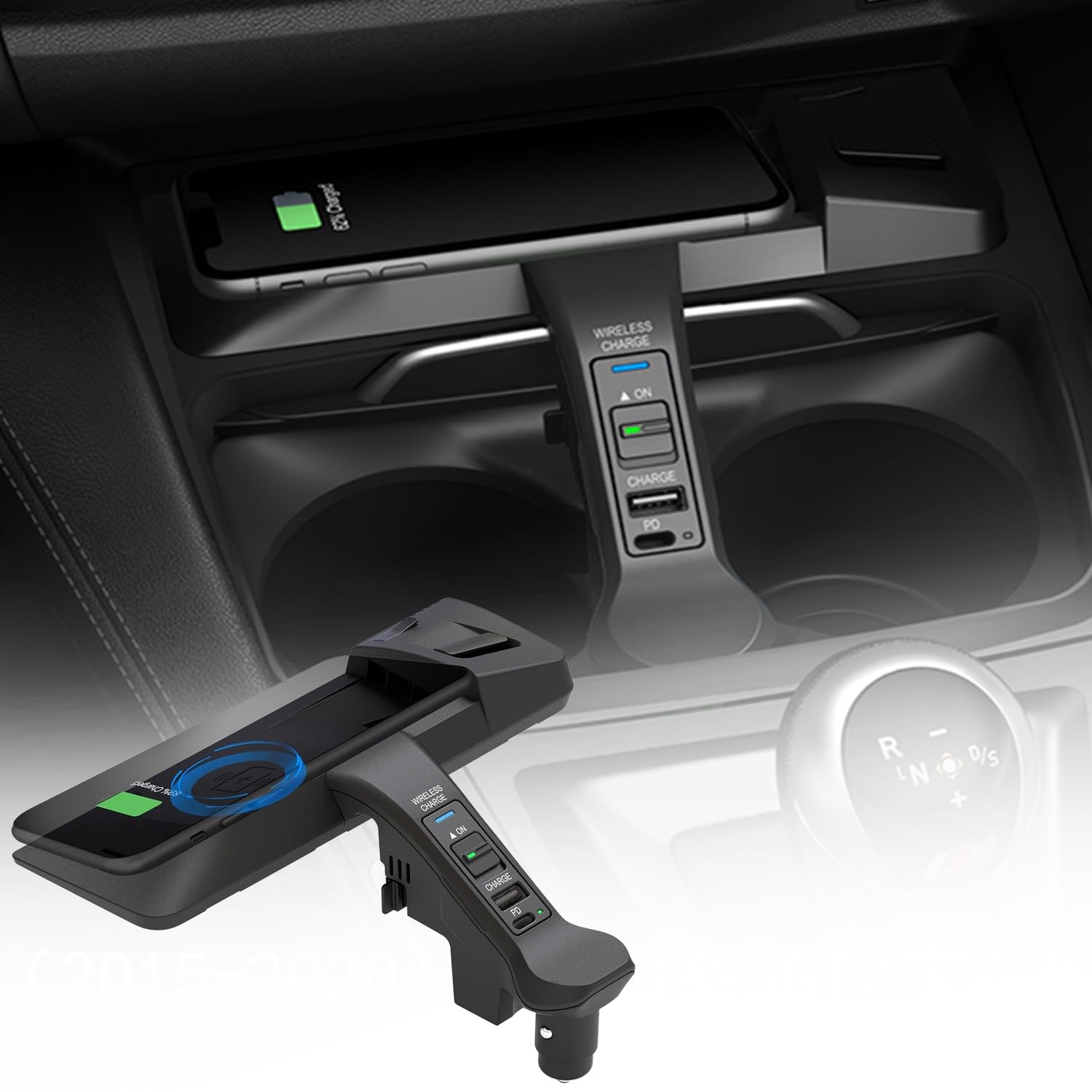 Kabelloses Auto Ladegerät für BMW 3 Series 4 Series M3 M4 2016 2017 2018, OEM-Passform mit 27W USB-A & Type-C Schnellladendes Handy-Ladegerät für BMW F30 F31 F32 F33 F35 F36 Zubehör(Black)