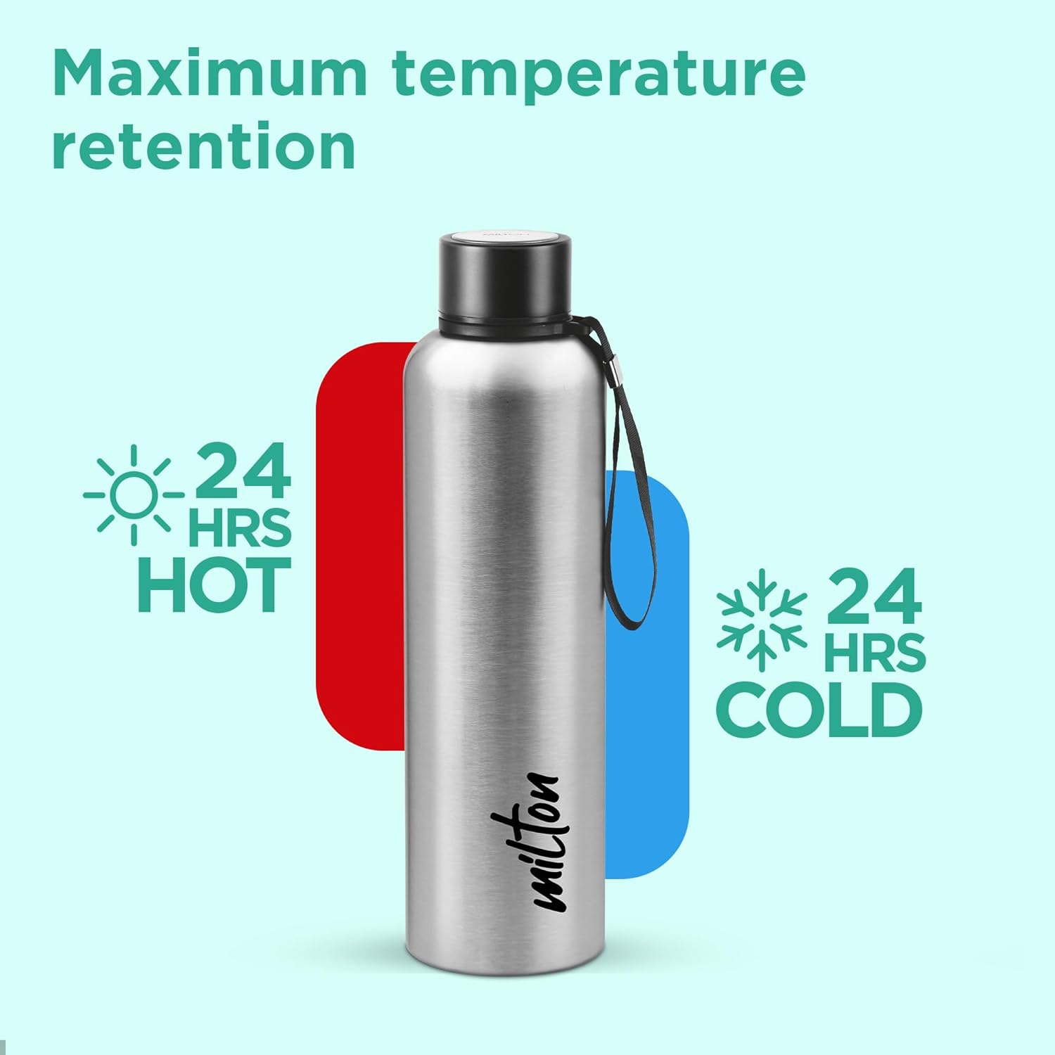 Milton Aura 1000 Thermosteel Water Bottle, 24 Hr Hot and Cold I Leak Proof Lid, ISI Certified I Vacuum Insulated I for Office, Gym, School I Silver