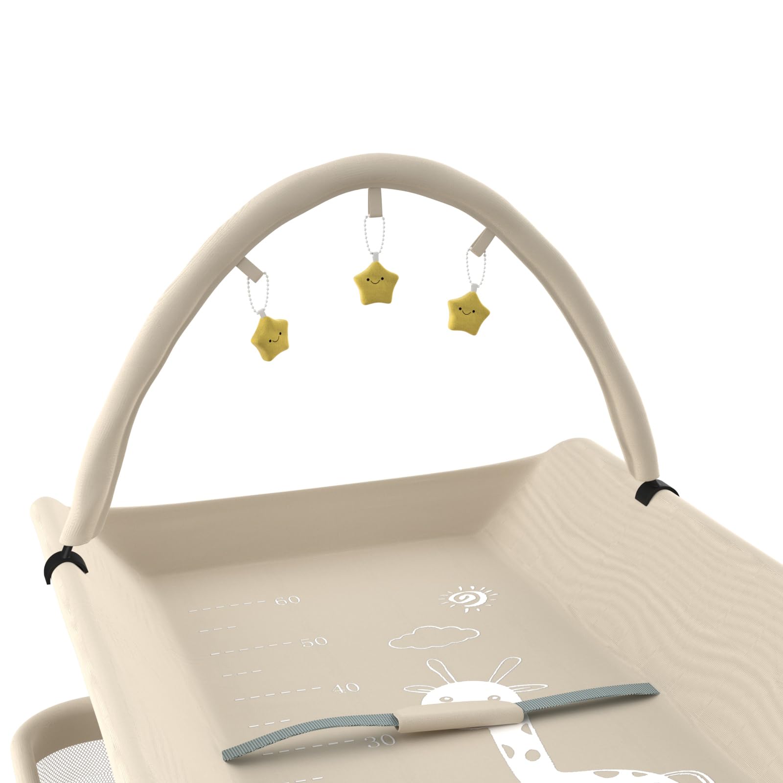 Table à Langer avec roulettes, Pliable, Tapis à Langer Portable, 5 Niveaux réglables, Panier de Rangement à Suspendre pour Nouveau-né, pour Chambre de Bébé,75 * 68 * 83-91cm (B) Blanc crème