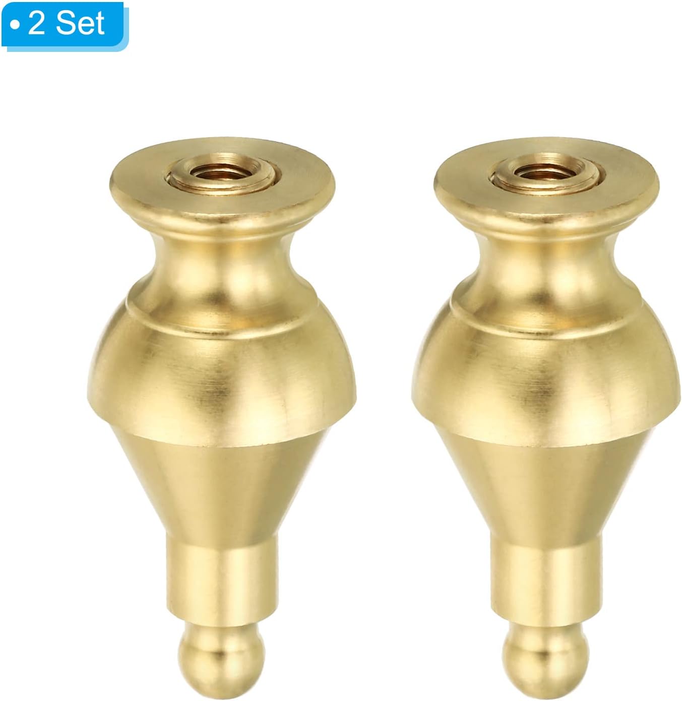 PATIKIL 2" Tall Brass Lamp Finials Cap Knob, 2 Set Lamp Screw Holder Tapped 1/4-27 for Table and Floor Lamp Shade Decorations
