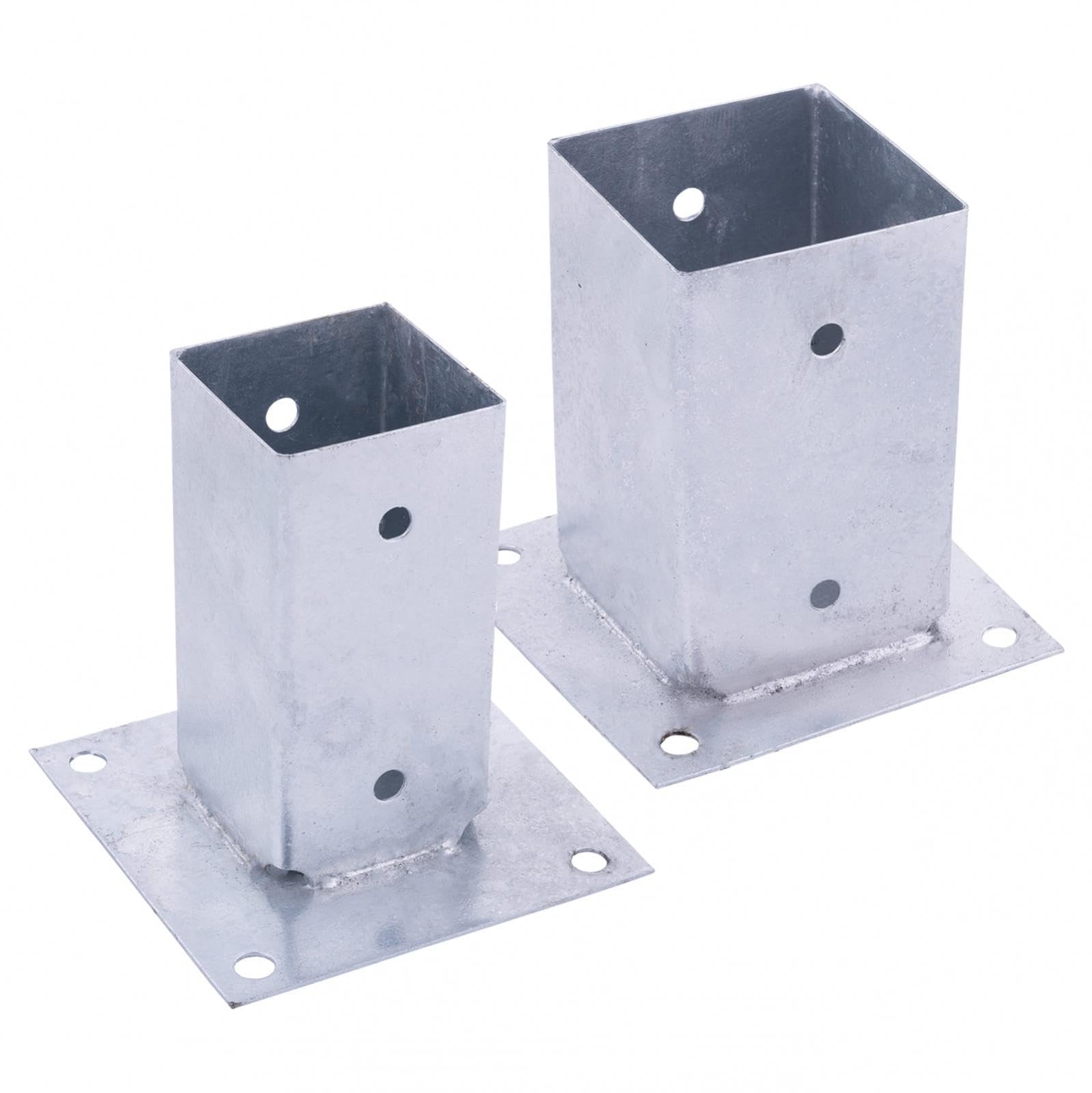 Casquillo atornillable para postes cuadrados · 10 unidades 91 x 91 mm · 7 x 7 cm / 9 x 9 cm · Galvanizado en caliente · Anclaje estable al suelo · Casquillo de suelo resistente a la corrosión ·