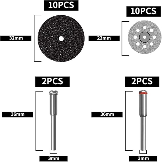 Cutting Wheels for Dremel, Cutting Disc Set for Rotary Tool Accessories, Mini High Speed Steel Saw Blades, Diamond Resin Cutting Wheels with 1/8