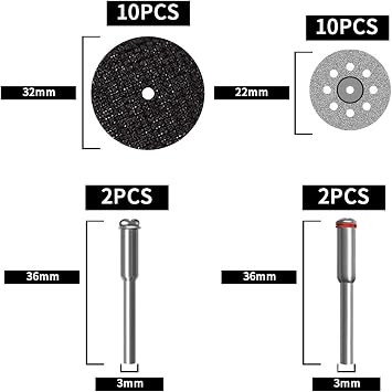 Cutting Wheels for Dremel, Cutting Disc Set for Rotary Tool Accessories, Mini High Speed Steel Saw Blades, Diamond Resin Cutting Wheels with 1/8