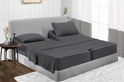 Miniatura 2 de Juego de sábanas para cama de matrimonio de 1800 sábanas de percal, 15 pulgadas extra profundas, sábanas y fundas de almohada, gris oscuro, 100%