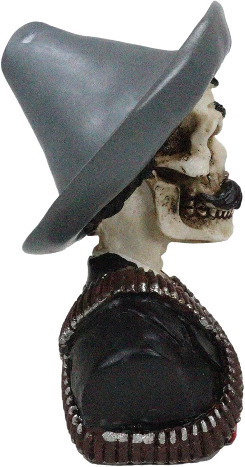 Ebros Gift Day of The Dead Skeleton Emiliano Zapata Salazar Bust Mexican Revolutionist Small Figurine Historical Ossuary Macabre Skulls Skeletons Bone Decor