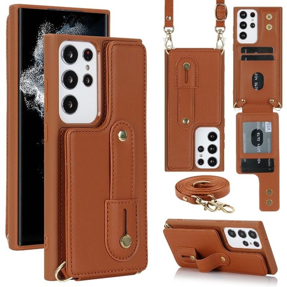 Étui de téléphone en cuir marron de qualité supérieure pour Galaxy S22 Plus - 8