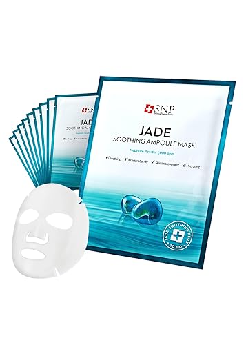 SNP Mascarilla de ampolla mineral de jade real de 1000 ppm, limpia y purifica, para todo tipo de pieles sensibles, calmante, hidratante e