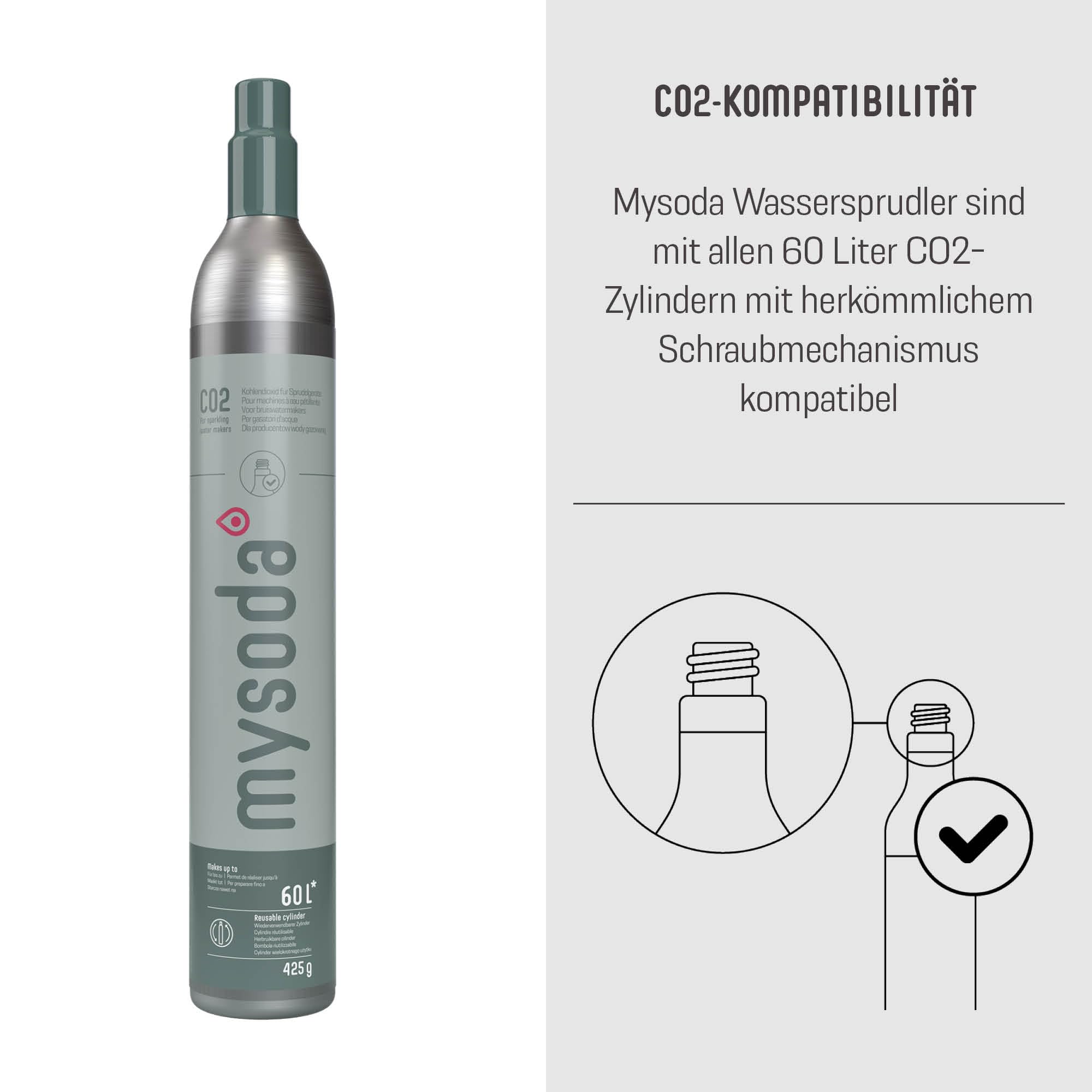 Mysoda: Ruby Set Wassersprudler - Weiß | aus Aluminum mit 1L und 0.5L Quick-Lock BPA-freien Plastikflaschen (ohne CO2-Zylinder)