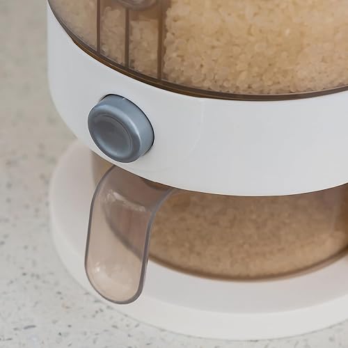 Miniatura 6 de Gagee Dispensador de arroz de 22 libras, contenedor de grano grande con tapa, cilindro de medición a prueba de humedad, cubo dispensador de cereales