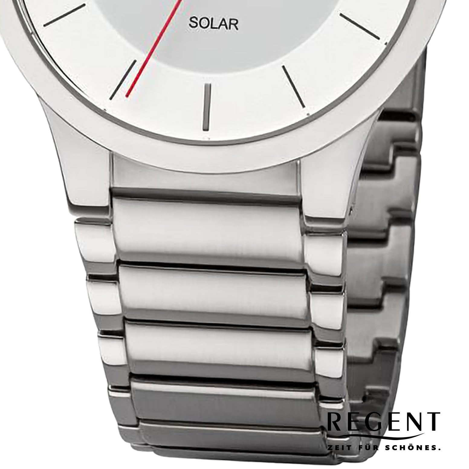 Zegarek solarny męski pasek metalowy Ø 39 mm deszcz BA-725 biały