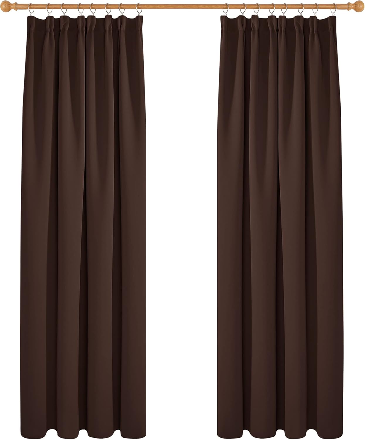 Deconovo Pencil Pleat Blackout Curtains, W55 x L96 Inches, Chocolate, 2 Panels, W 55" x L 96" (2 Panels)
