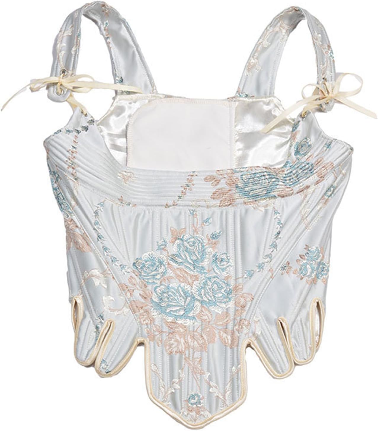Women Underbust Corset With Adjustable Rope Flower Printing Decors Masquerade Party Crop Top Slimming Wrap Top Dress Boustier For Costume Dresses For Wedding Guest Waist Shaper