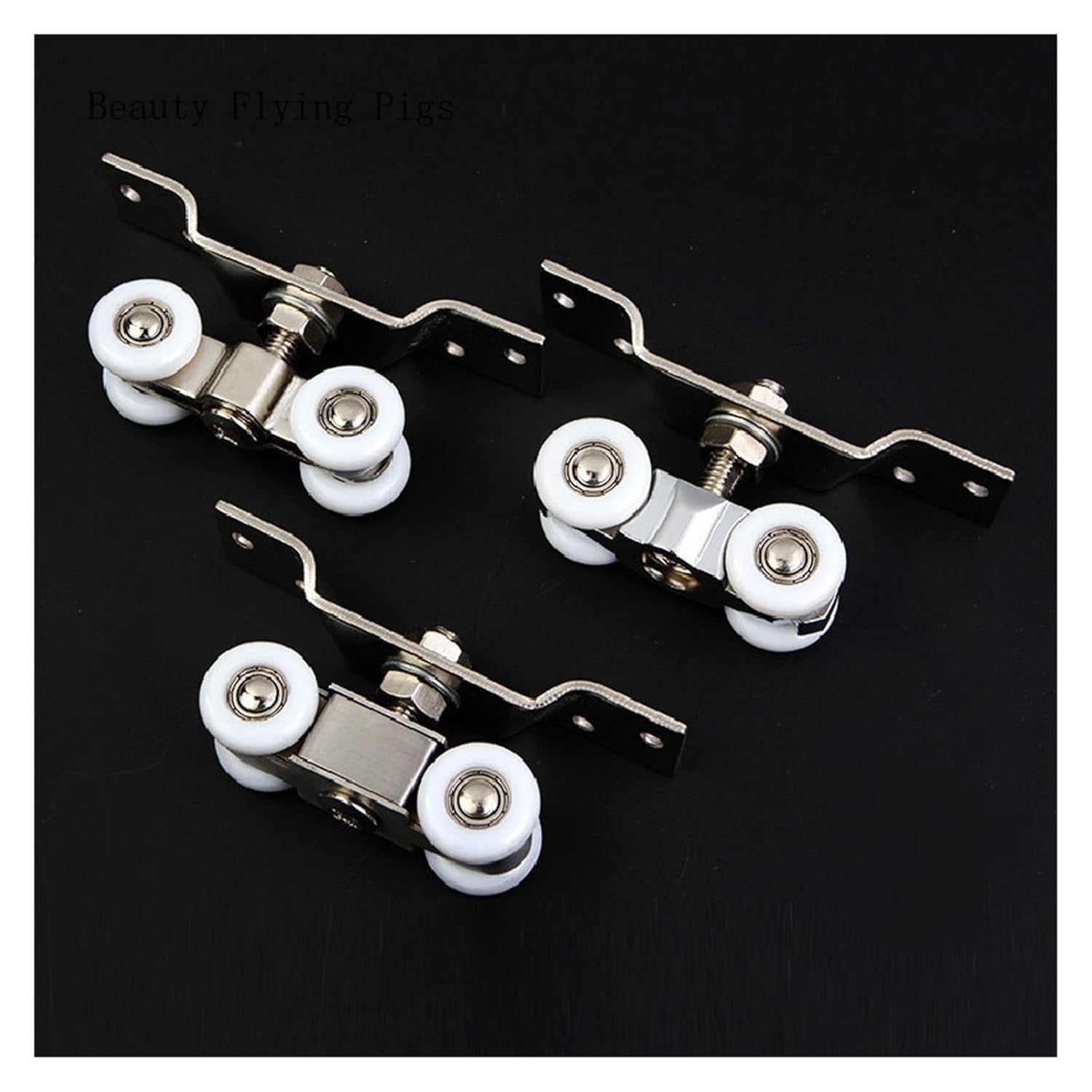 2Pc Mute Push-Pull Window Pulley Stainless Steel Home Doors and Windows Adjustment Angle Wheel Sliding Door Window Cabinet(A)